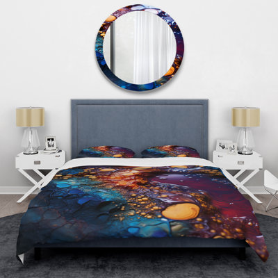Ensemble de housse de couette Gold and Blue Crystal Stone Core III - Stone Geode
