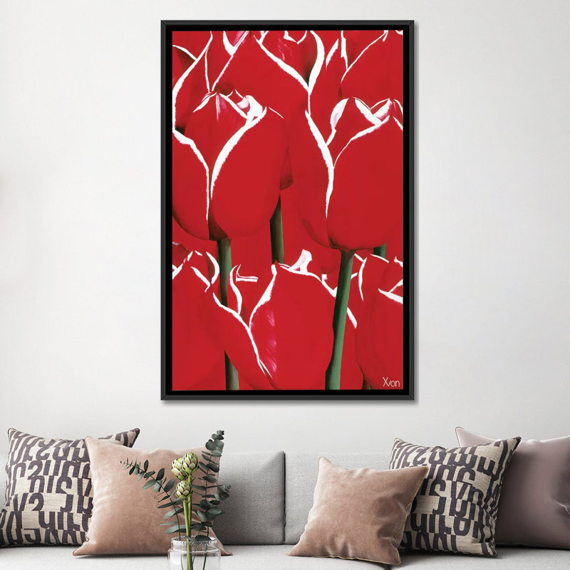 « red & white i », impression sur toile, H 26 po x l 18 po x P 1,5 po, Toile avec cadre noir, Pas de tapis
