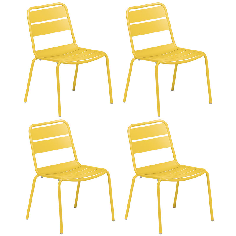 Kapri Powder Coated Aluminum Outdoor Stacking Dining Side Chair, Saffron