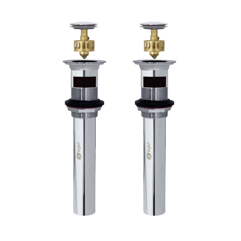 Polished Chrome Bathroom Sink Pop-Up Drain Set with Overflow