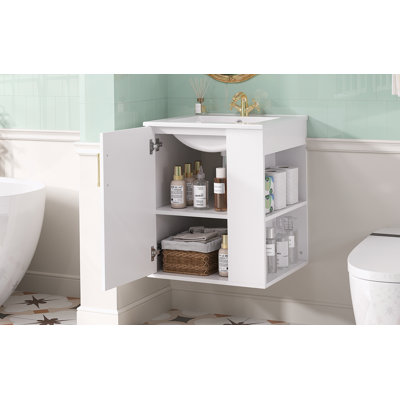 Bathroom Vanity With Sink, Wall Mounted Bathroom Cabinet With Soft-Closing Door
