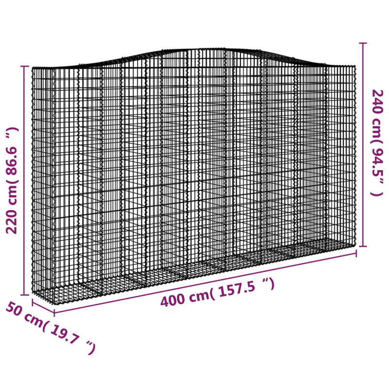 Galvanised Iron Border Fencing, 240cm H x 400cm W x 50cm D