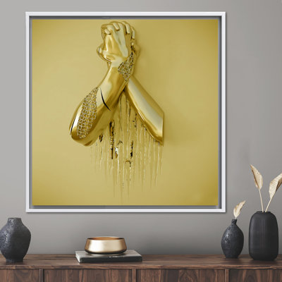 3d Gold Hand Wall Art, Trendy Wall Art, 3d Gold Metallic Canvas, Contemporary Printed, Modern Art, Abstract Canvas Art,