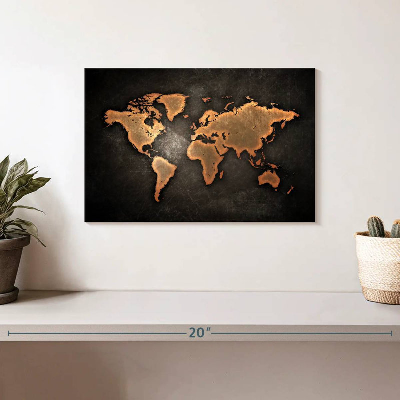 Carte du monde rétro Aliaz, H 8 po x l 12 po