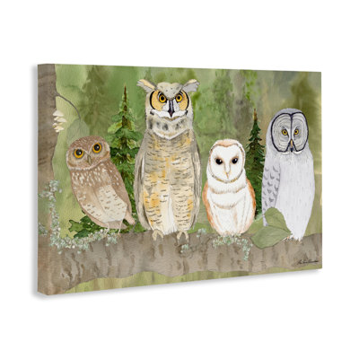 Forest Owls sur toile perchée, design par Lee Ann Sanders