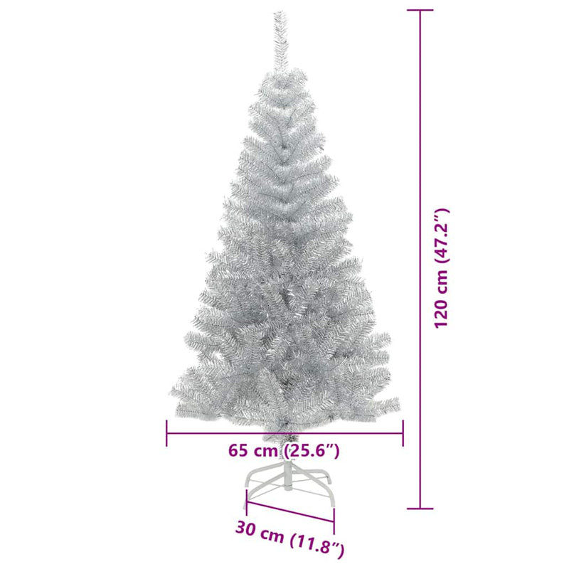 vidaXL Christmas Tree with 300 LEDs with Stand Silver PET, 3.94 ft