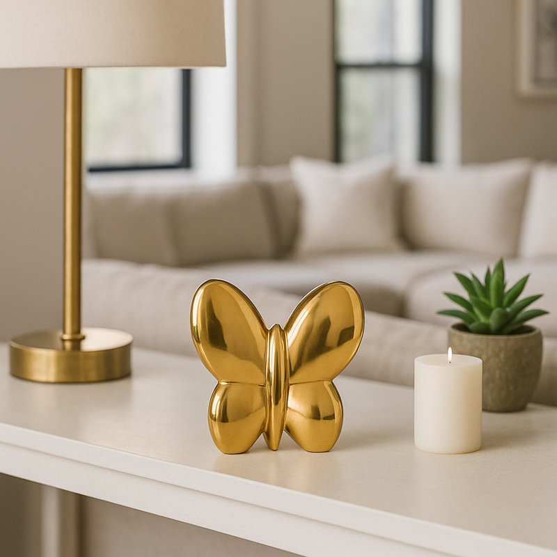 Figurine moderne en forme de papillon pour décoration intérieure, H 5 po x l 6 po x P 2 po, Or