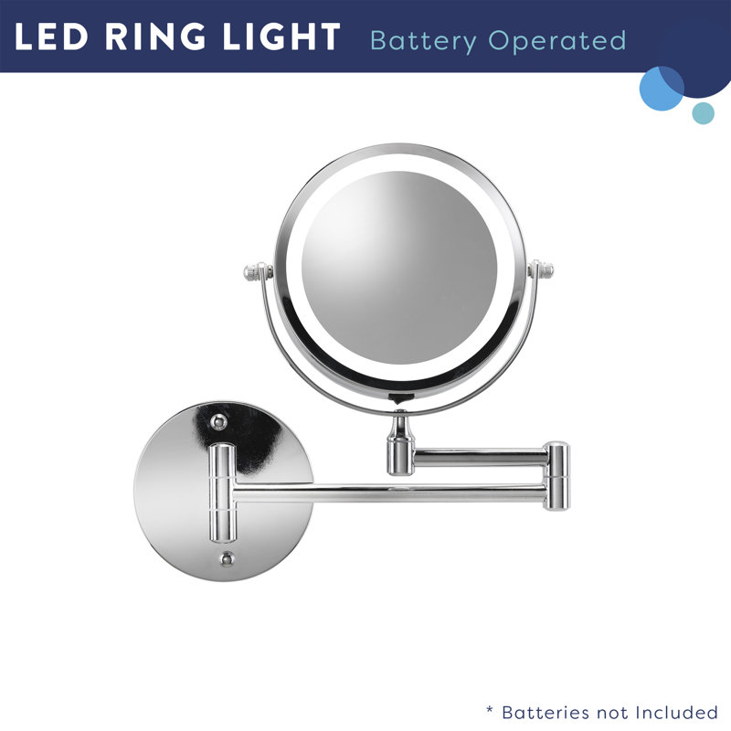Croyde Chrome Small Round Wall Mounted Magnifying Mirror with Lights