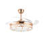 Luminaire de ventilateur de plafond invisible 47 po, cristal moderne 6 vitesses, ventilateur de plafond 3 couleurs, télécommande, 4 pales rétractables en ABS pour la chambre à coucher, décoration de salle à manger (or)