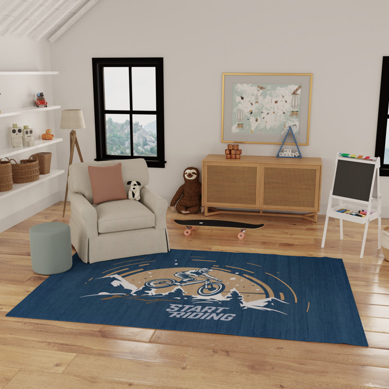  Imagination Machine Washable Blue Indoor Rug, Rectangle 6'6" x 9'2"