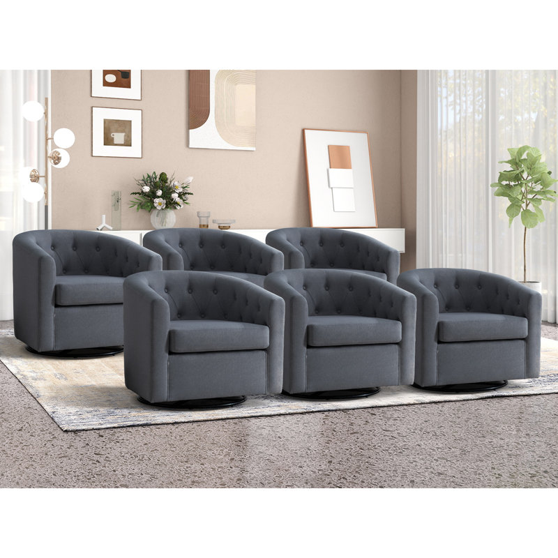 Ensemble de 6 chaises d'appoint Palopo, Lin gris