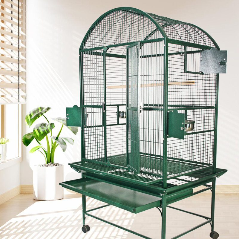 Grande cage en forme de dôme vert, Vert, 63" H x 32" L x 23" W