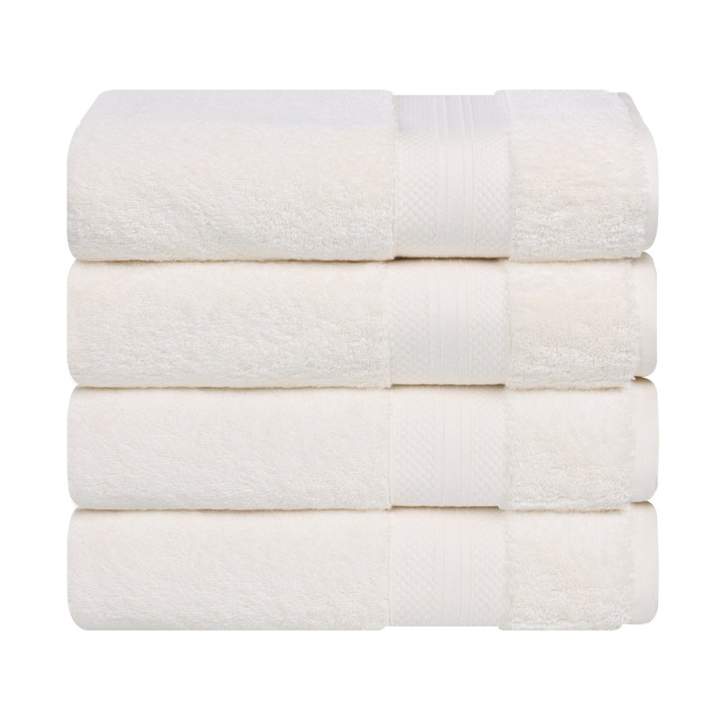 Aria 100% Turkish Cotton Heavyweight Absorbent Plush Bath Towel Set, Ivory