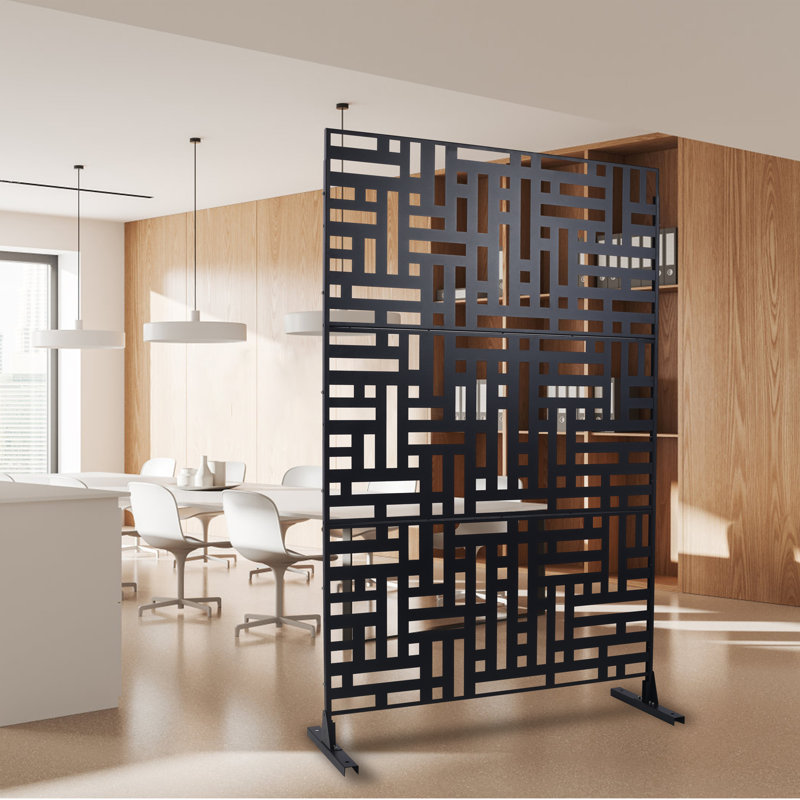 Outdoor & Indoor Privacy Screen Metal Privacy Screen, Black
