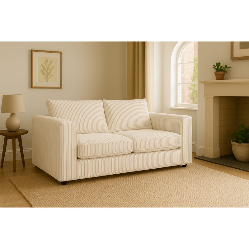 3 Seater Corduroy Sofa, Cream