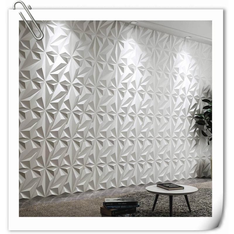 Panneau mural 3D à losanges pour la décoration murale intérieure, Blanc