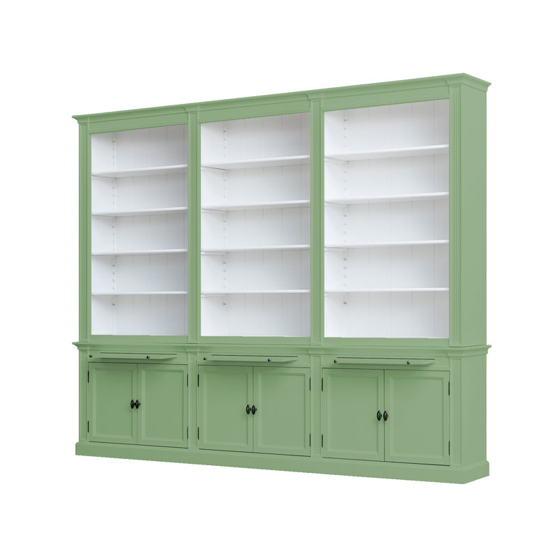 Bodee 240cm H x 300cm W Library Bookcase, Yellow/Green