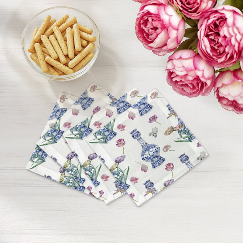 Serviettes de table en satin de coton Royal Delft Purissima
