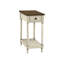 Table de bout en placage brun avec tablette - 2 niveaux décoratifs pour tiroir de chambre à coucher et de salon et chambre à coucher blanc antique