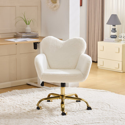 Faux Rabbit Fur Swivel Lounge Vanity Accent Chair Office Chair