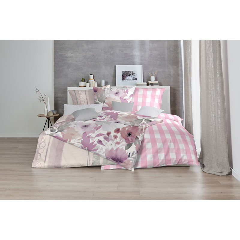 Rikisha Cotton Floral Duvet Cover Set with Pillow Shams Included, 155 x 220cm Duvet Cover + 1 Standard Pillowcase