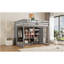 Lit mezzanine en bois pleine grandeur avec garde-robe, tablettes et armoire, gris et rose-1218042827-1218042825