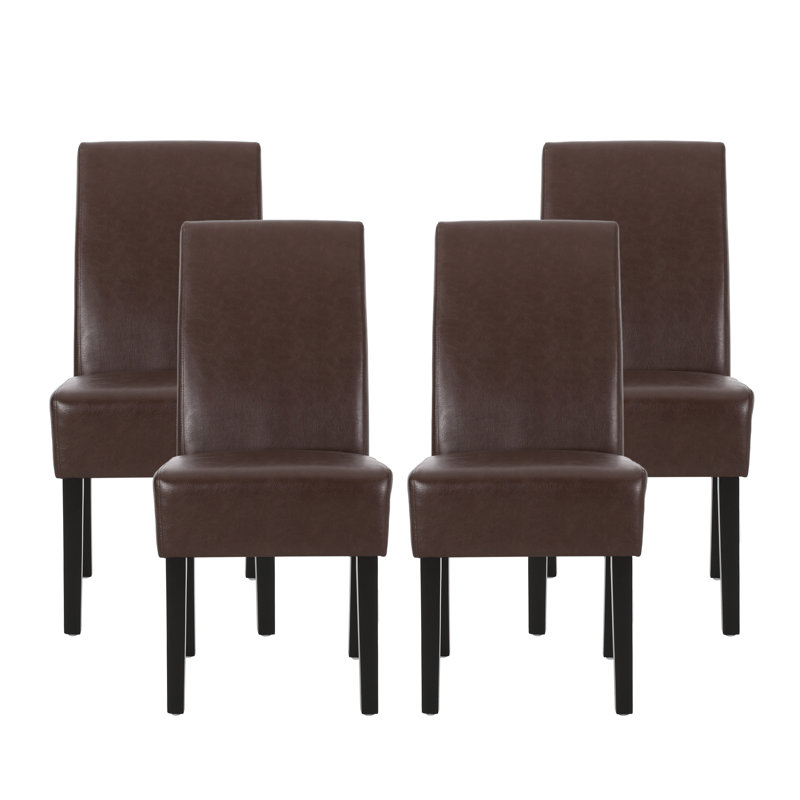 Homan 19.5'' H Upholstered Dining Chair, Dark Brown, 4