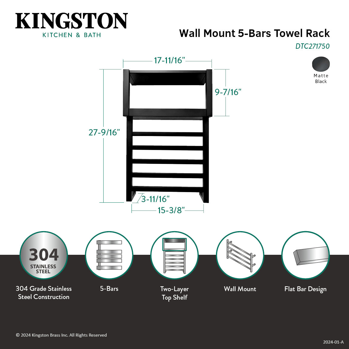 Markus Wall Mounted Towel Rack with Shelf