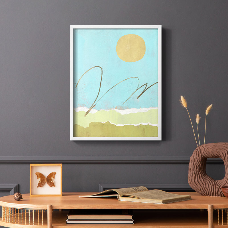 «Green and Gold Pcied Landscape II», reproduction encadrée - bois massif, H 10 po x l 8 po, Blanc