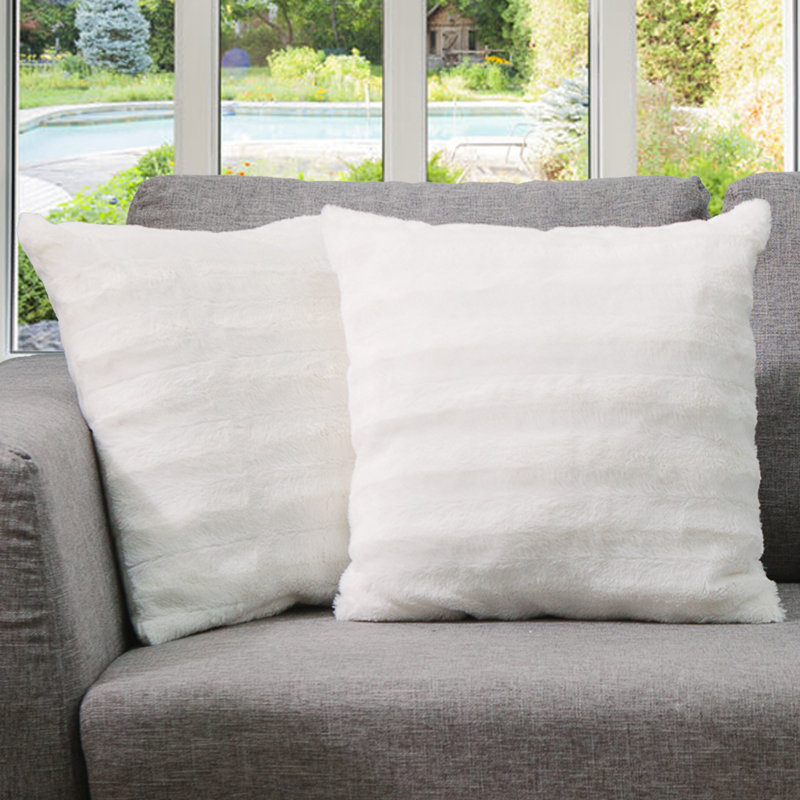 Housse et insert de coussin carré FRBIN, Blanc, H 16 po x l 16 po