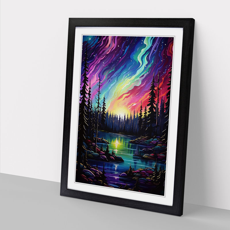 Single Picture Frame Print on Wood, 64cm H x 46cm W, Black Framed