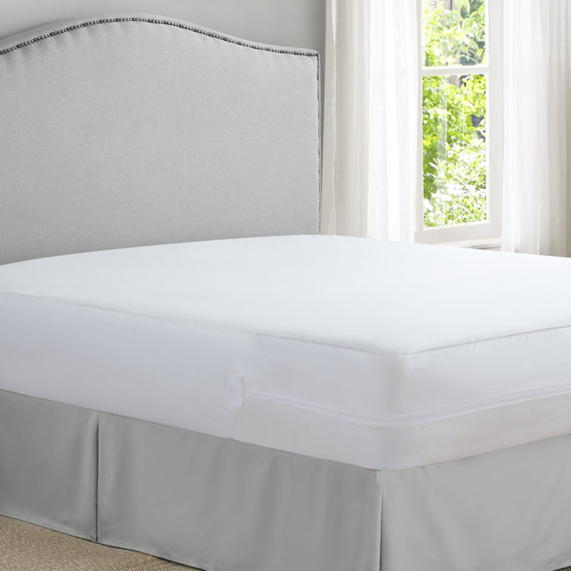 Protège-matelas tout-en-un à fermeture à glissière avec bloqueur de punaises de lit®, blanc, simple TG, Simple TG
