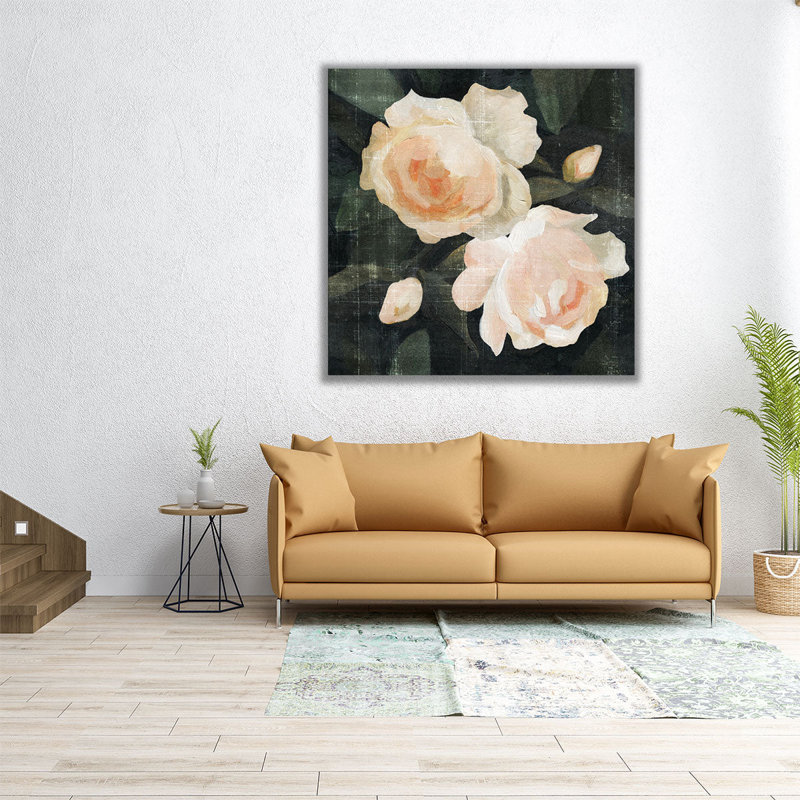 «Soft Garden Roses I», reproduction d'art sur toile, H 24 po x l 24 po