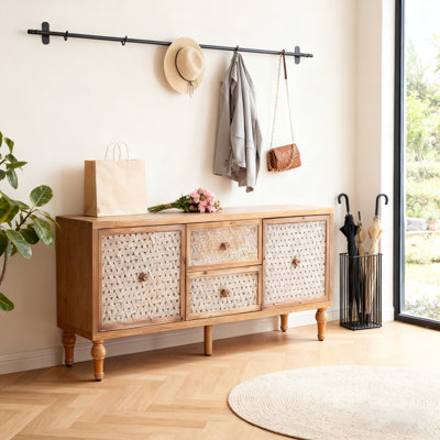 Meuble télé Mid-Century Rattan