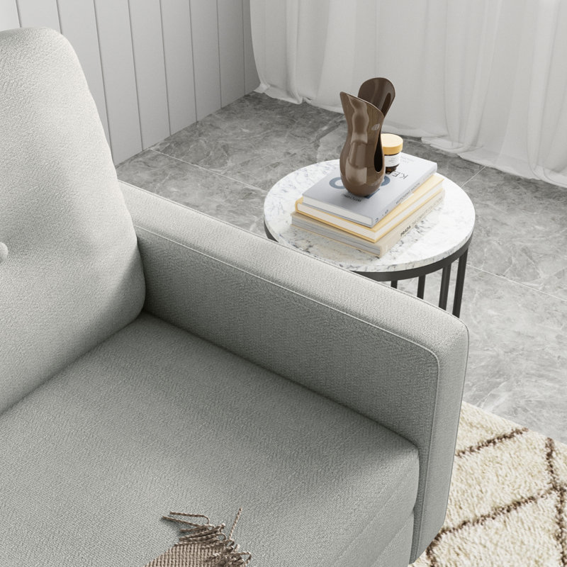 Upholstered Sofa, Light Gray Polyester, 33" H x 58" W x 31" D, 2