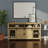 U-Shaped Sideboard With Sliding Barn Door And Mesh Panel, Featuring Farmhouse-Style Open Storage, Suitable For Multiple Scenarios.-1672665623
