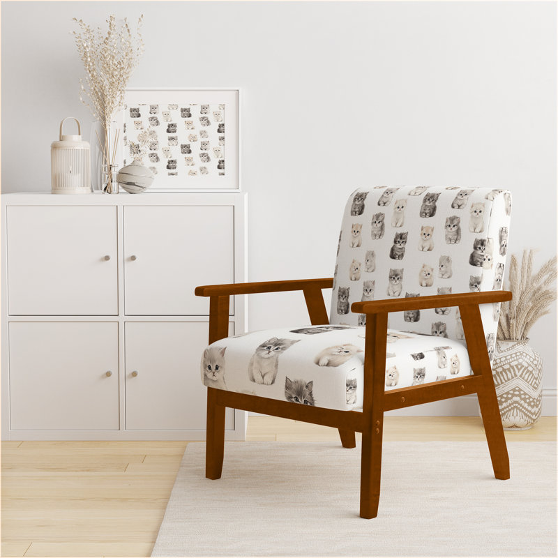 Chaise d'appoint Kids Kittens, Accoudoirs carrés bruns