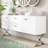 Contemporary White Lacquer Dining Buffet with Polished Silver Steel X-Legs and Storage Drawers-825306883