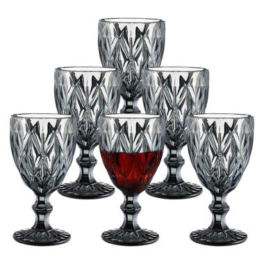 Fairford Vintage Wine Glassware, 8 Oz Colored Water Goblets, Set