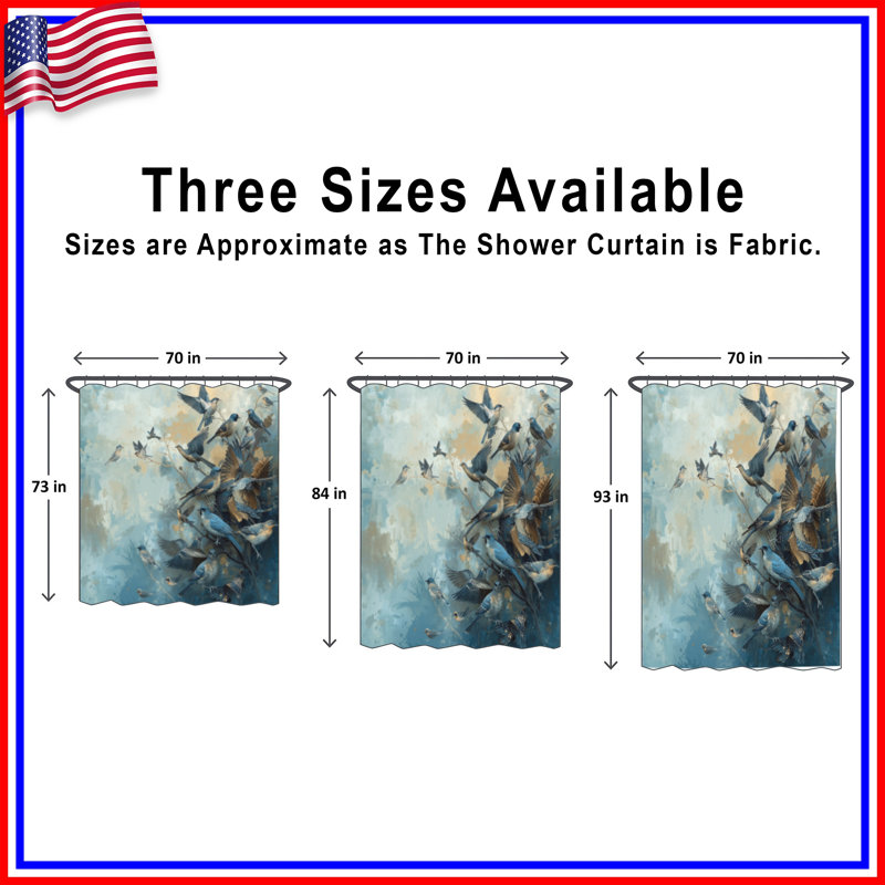 Rideaux de douche Blue Birds In Flight, 70in W x 72in H