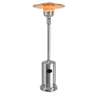 48000 BTU Stainless Steel Propane Patio Heater, Black Standing Patio Heater with Trip Over Protection