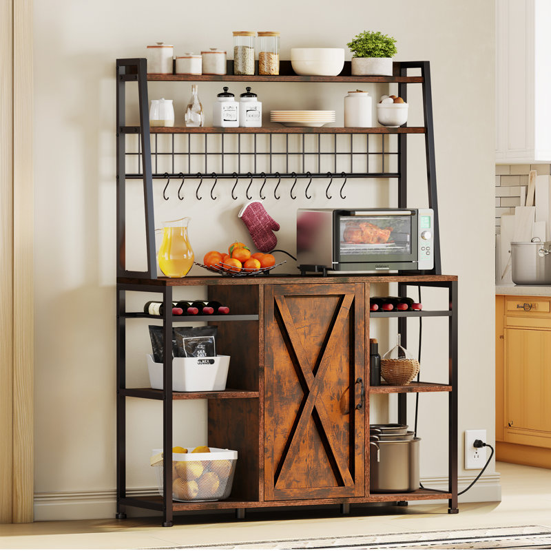 Gracie Oaks Baruch 47.24'' Wood Baker's Rack with Microwave ...