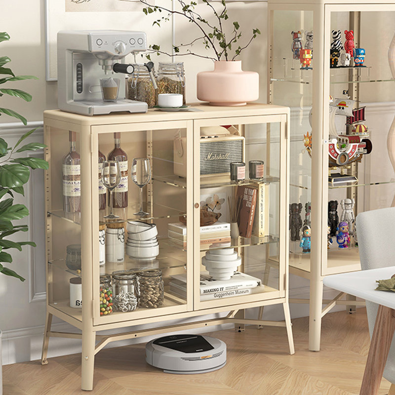 Beige Tempered Glass + Steel Display Cases