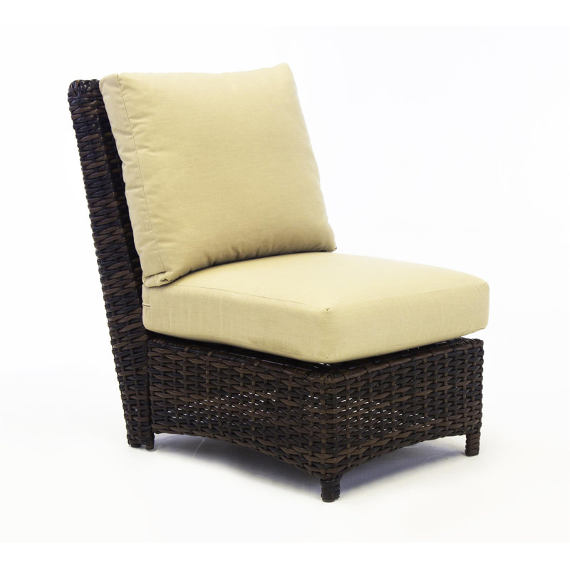 Chaise de patio avec coussin Losey, Tissage uni Sunbrella® palette Cayenne, Pierre