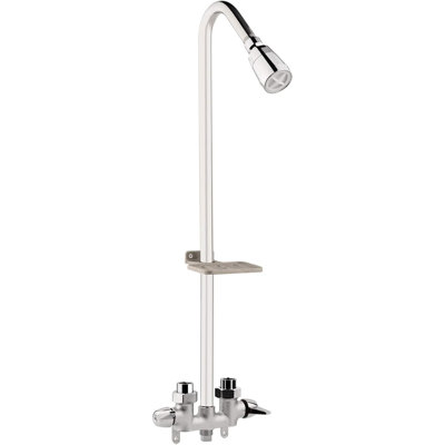 Outdoor Shower Fixture System,Double Handle Utility Shower Faucet ,with Showerhead and Soap Dish