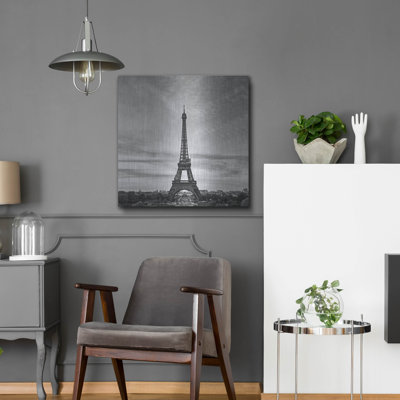 Ophelia & Co. 'Paris - Eiffel Tower - Black & White' by Epic Portfolio Metal Wall Art -  B7D993A8AC714616B6E5E4DB244A4BD4