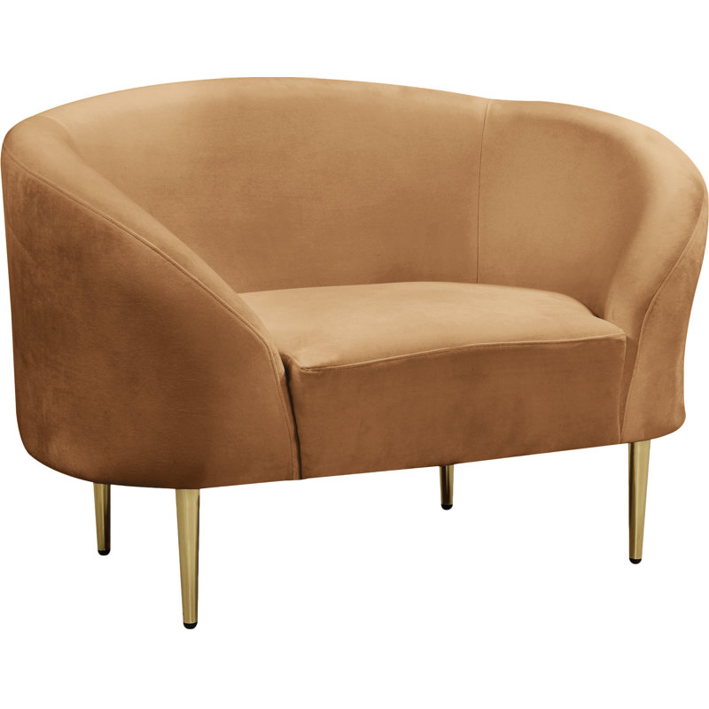 Ritz 43.5" Wide Velvet Barrel Chair, Saddle Velvet