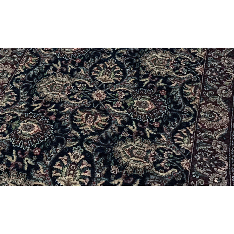 Hand-Knotted High-Quality Navy and Wine Runner