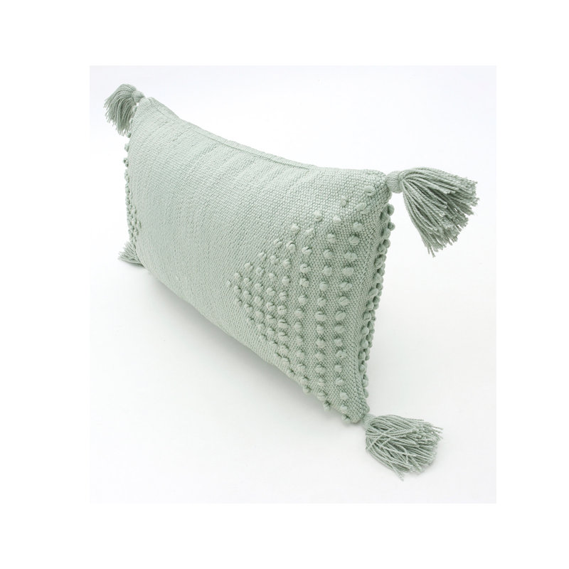 Sonora Tassels Outdoor Reversible Throw Pillow, Mint, 12" x 21", Rectangular