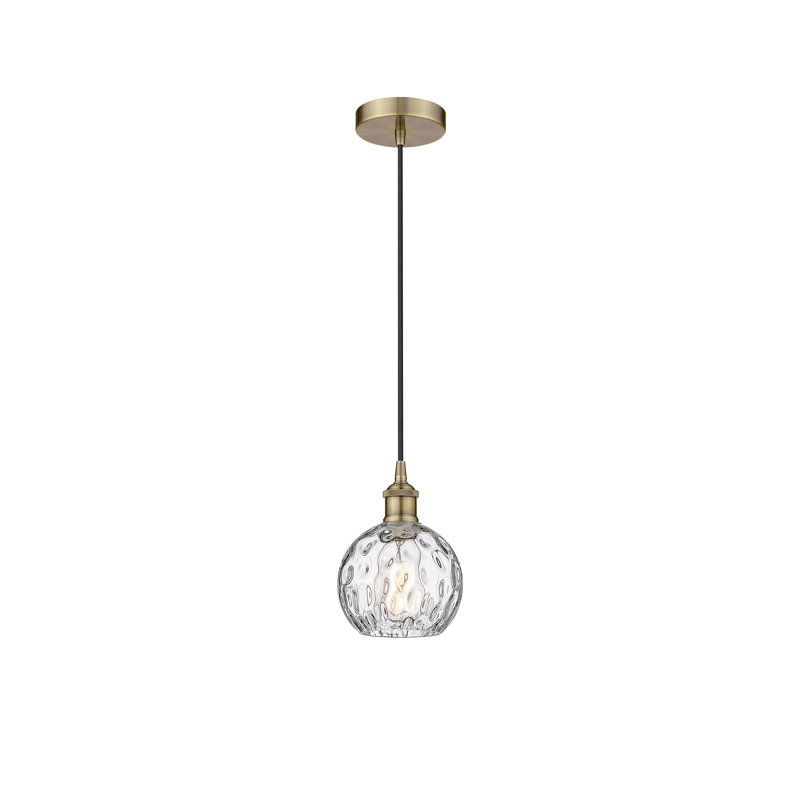 Luminaire suspendu simple à 1 lumière Ralph, Laiton antique, H 8,75 po x l 6 po x P 6 po